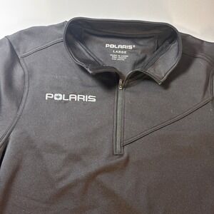 POLARIS Mens Large Black 1/4 Zip Tech Pullover Long‎ Sleeve Shirt